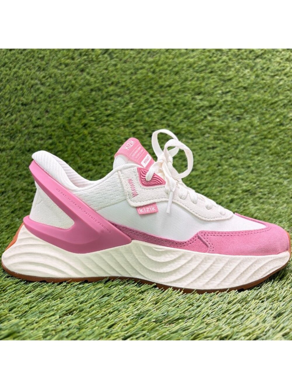Kizik Monaco Womens Size 6D White Wild Rose Athletic Hands Free Shoes Sneakers